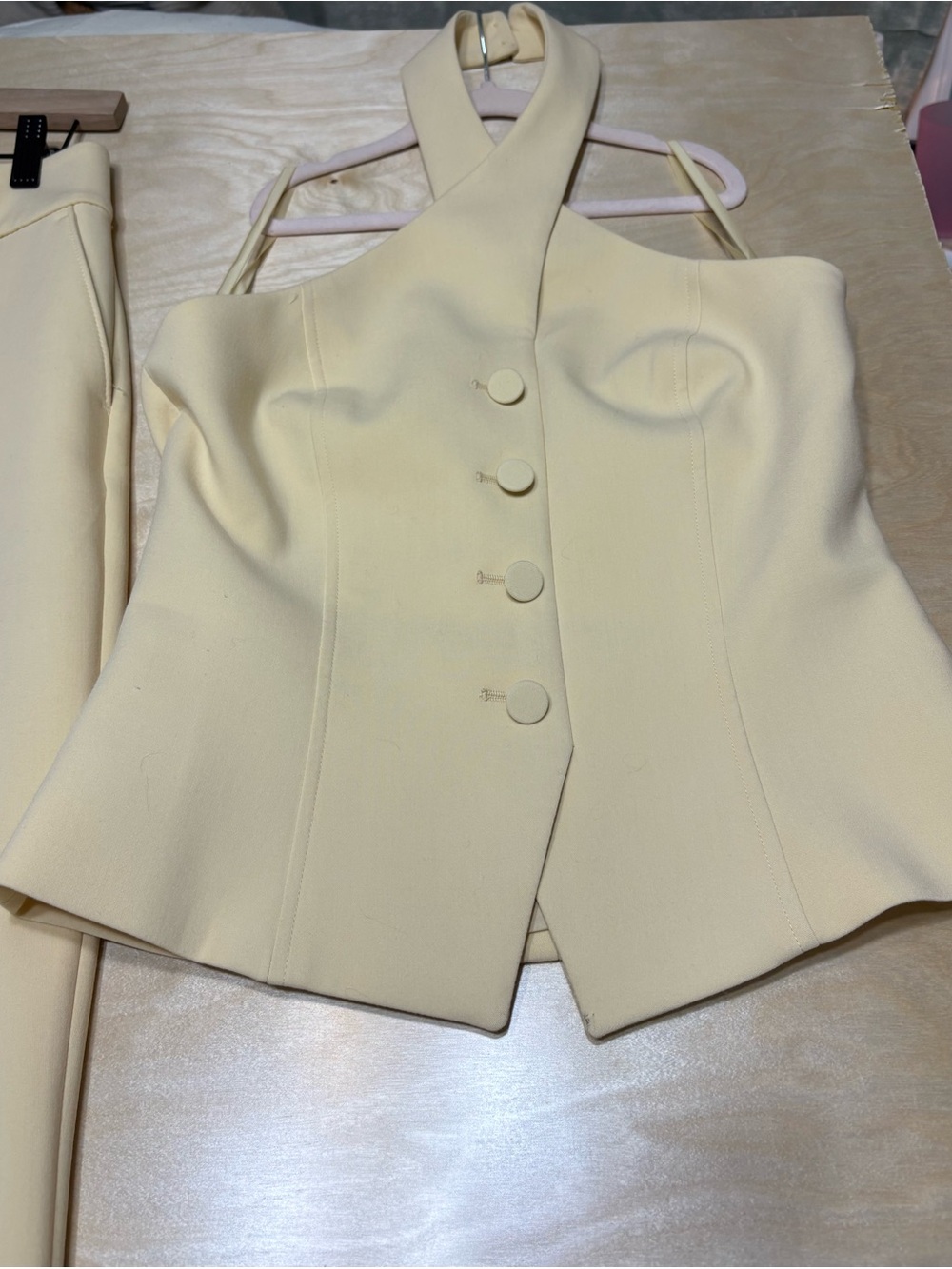 White House Black Market Cream 2pc Pantsuit With Halter Vest Top - Picture 3 of 5